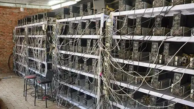 A large-scale mining farm showcasing hosted mining machines in action